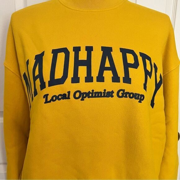 Madhappy Cotton Unisex Local Optimist Crewneck Sweatshirt Yellow XS NEW - Picture 3 of 5